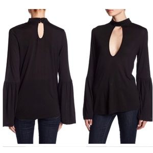 Haute Hippie NWT Mock Neck BellSleeve Blouse Large